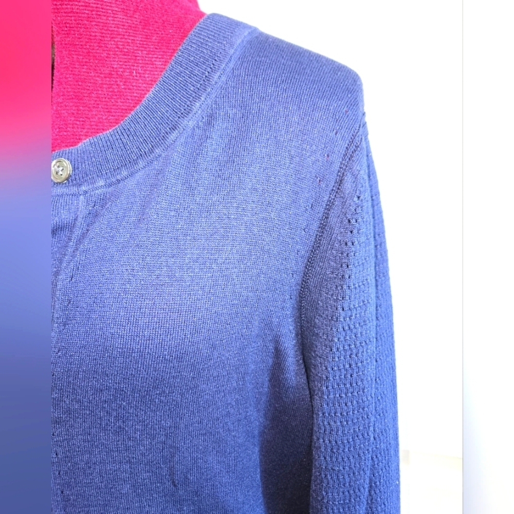 Banana Republic Small Navy Blue Silk Cotton Blend Button Up Cardigan - Picture 5 of 12